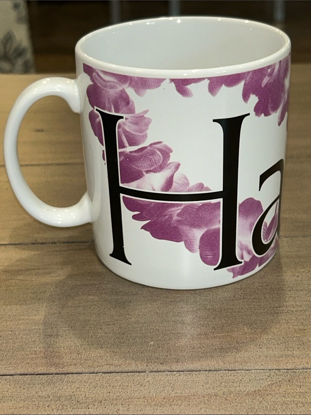 Starbucks White Mug with Purple Floral Accent